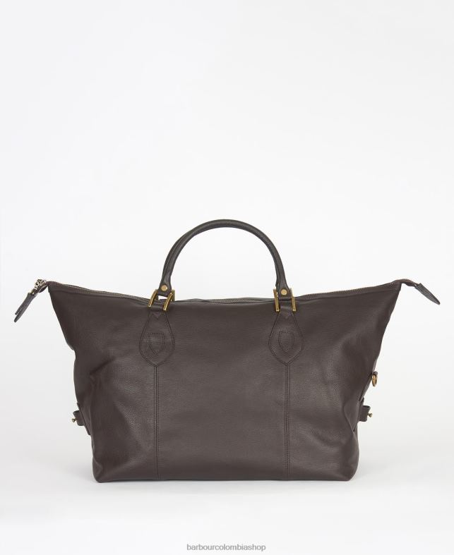 Barbour accesorios hombres chocolate bolso explorador de viaje mediano de piel LH60R2179