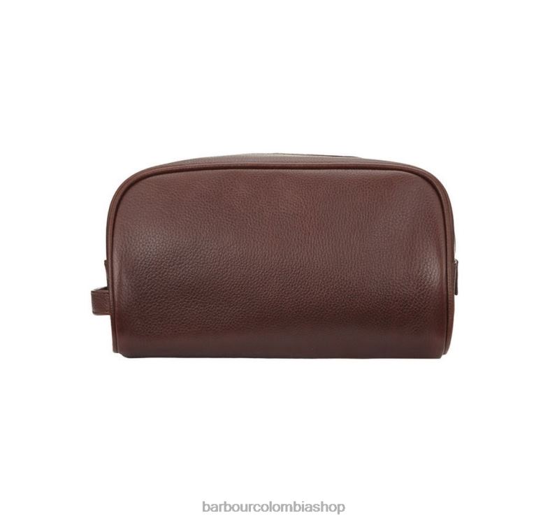 Barbour accesorios hombres marron oscuro bolsa de lavado de cuero LH60R2202