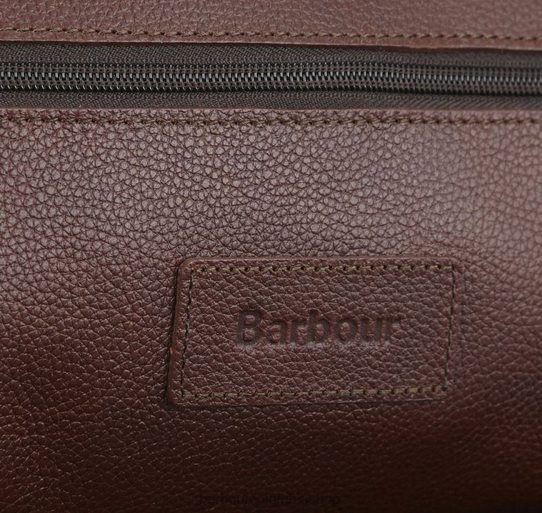 Barbour accesorios hombres marron oscuro bolsa de lavado de cuero LH60R2202