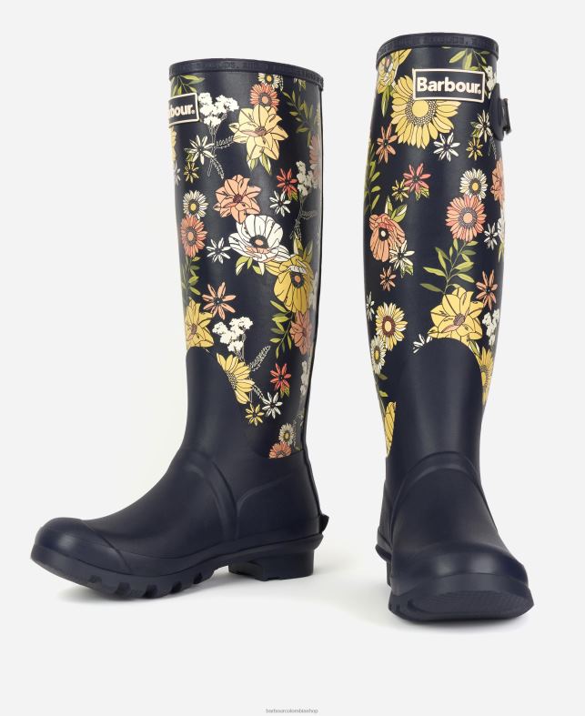 Barbour calzado mujer floral azul marino botas de agua bede LH60R2173