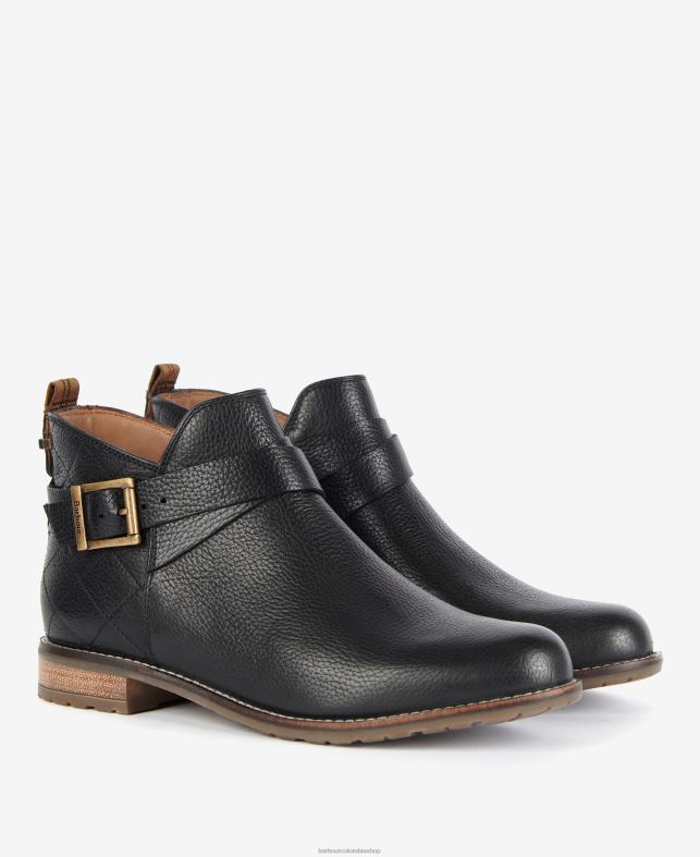 Barbour calzado mujer negro clásico botas darlene con cinturón LH60R2078